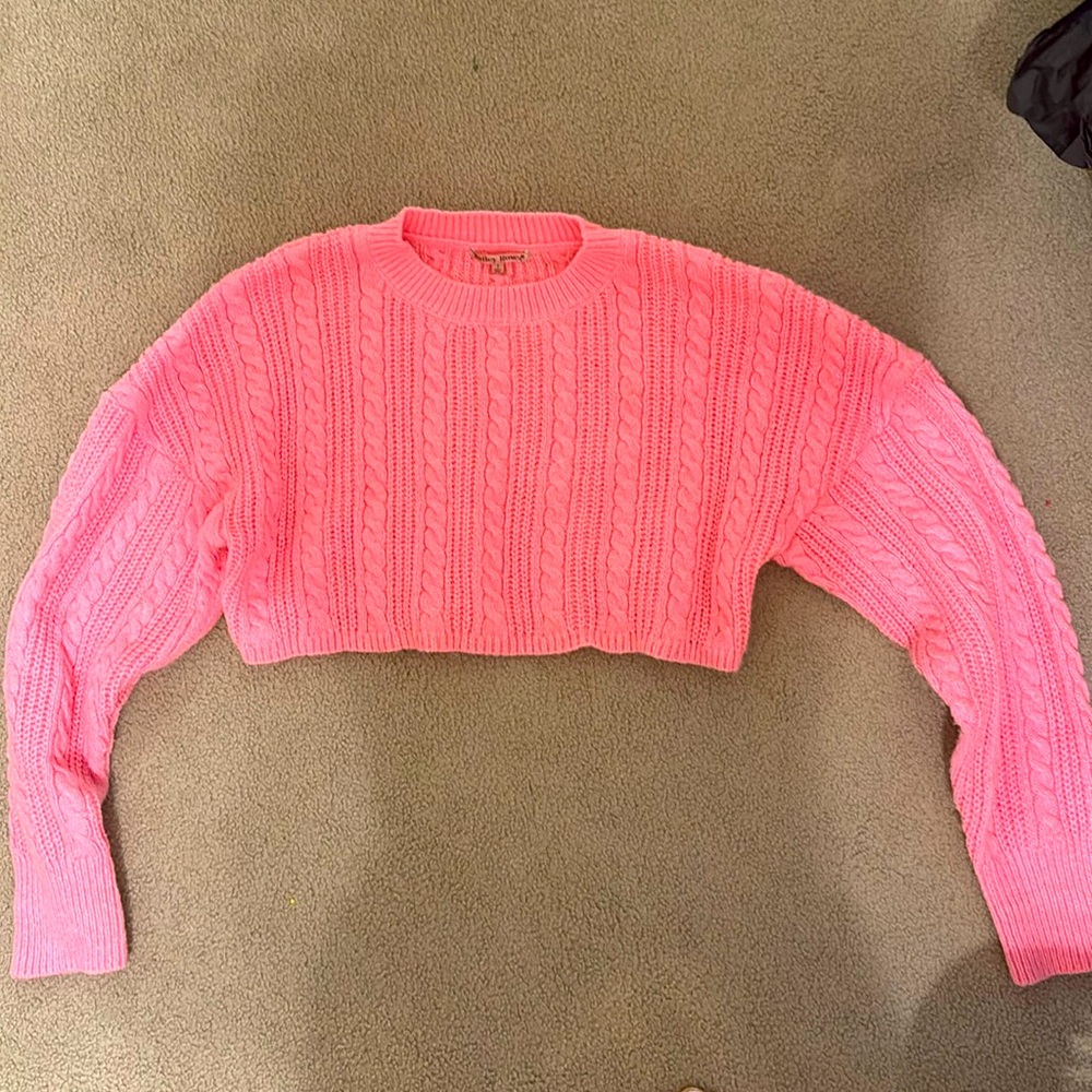 CROPPED PINK LUCKI CLOVER SWEATER